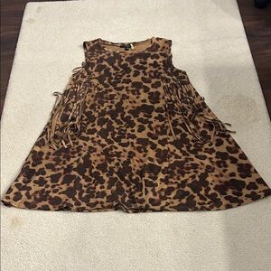 Love J Leopard Print Fringe Dress